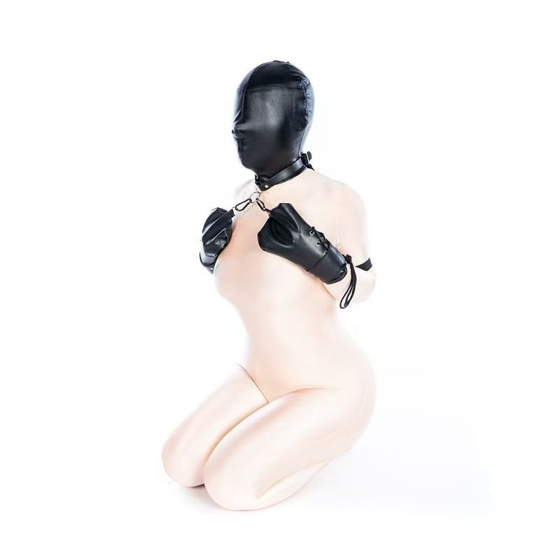 غطاء رأس كامل التغطية للاختناق، بدلة عبد كلاب K9، بدلة زحف عبد كلاب، وضع أدوات تدريب التقييد، تدريب ذكر مازوشي