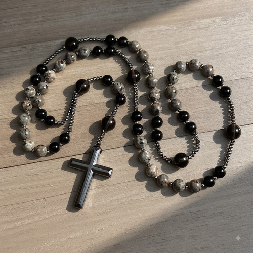 Obsidian  Rosary Necklace