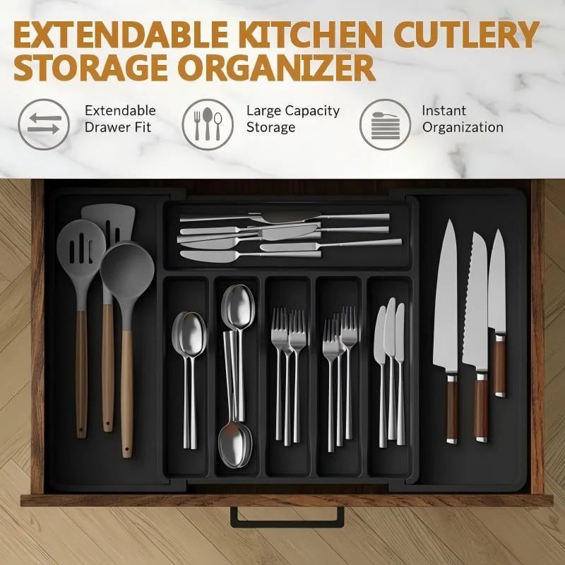 BIG DISCOUNT !! Extendable Kitchen Cutlery Storage Organizer
