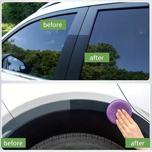 🚗 Multi-Purpose Car Trim & Tire Restoration Wax – Deep Black Shine, Long-Lasting Protection, Anti-Aging & Waterproof, Easy Application, Restores Faded Trim & Tires Like New ✨