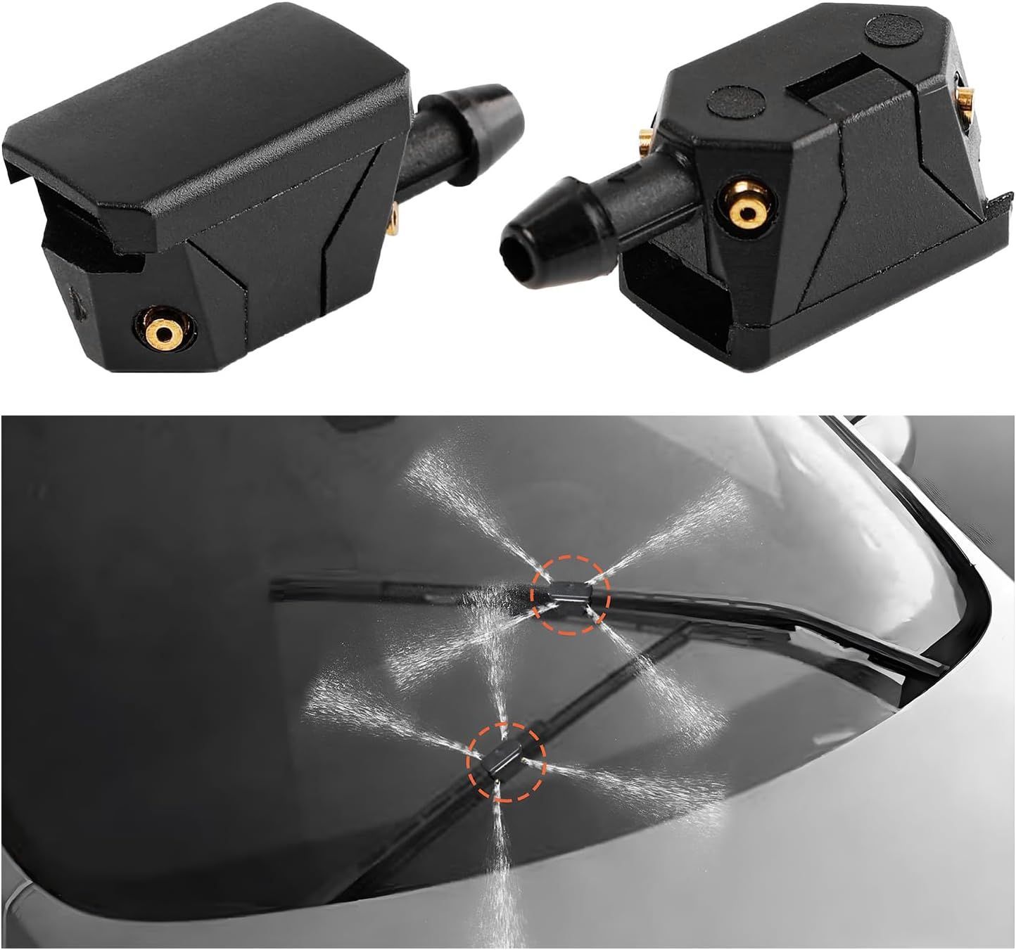 💦BUY 1 GET 4 PCS Front Windshield Washer Nozzles, 4 Holes Car Windshield Washer Wiper Arm Sprayer💦
