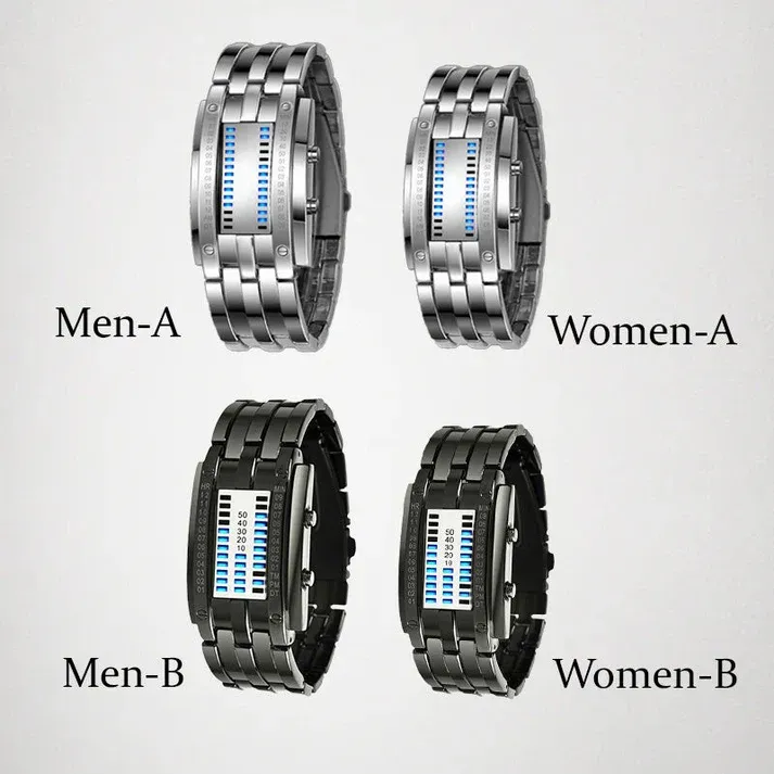 Binary LED Watch – Only Geeks Get It – Futuristic, unique, and eye-catching with a blue LED display
