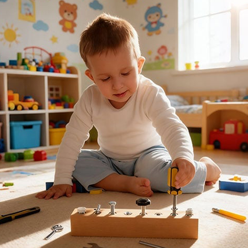 📢📢50% OFF !! ⏰Montessori Wooden Screw Driver Board Toy