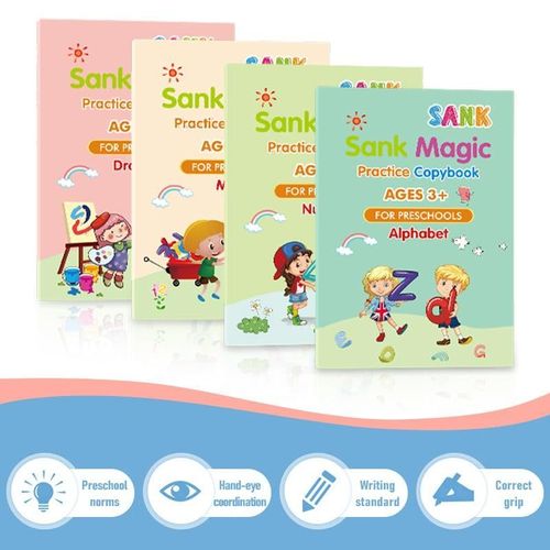 Magic Practice Copybook(reusable, including mathematics, numbers, letters, and drawing)