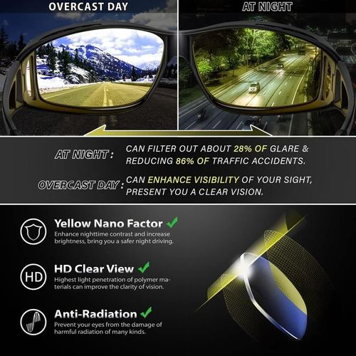 Night vision driving glasses
