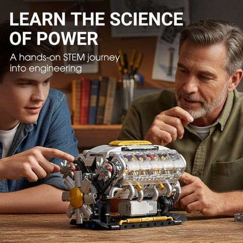 Realistic Mechanical Engine Model Building Set