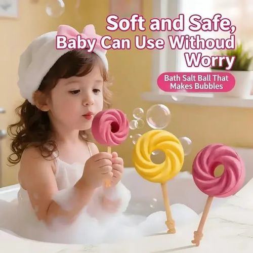 lollipop bath bubbles and colored bath balls