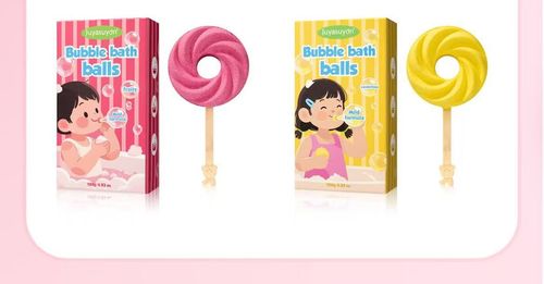 lollipop bath bubbles and colored bath balls