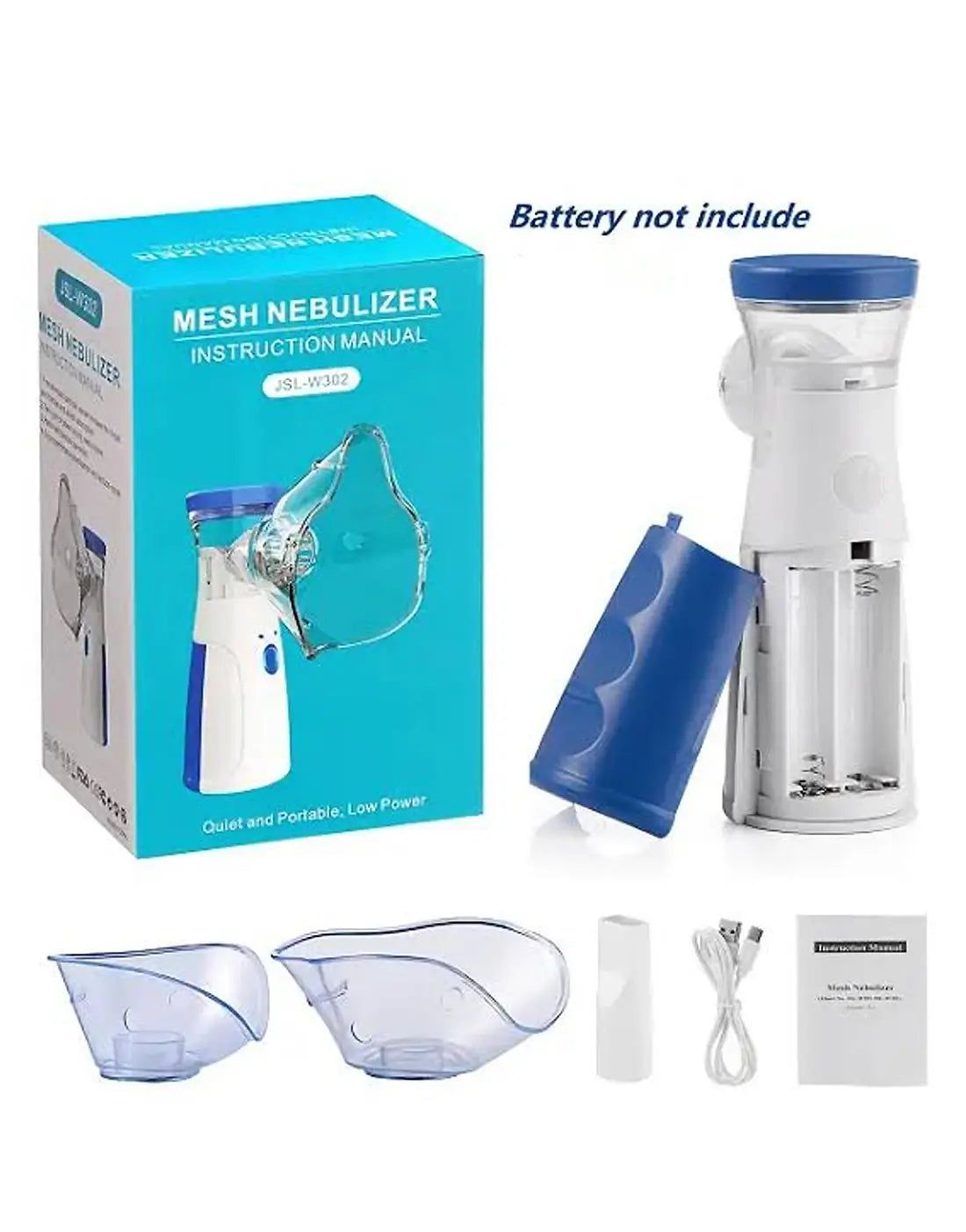 Portable Mesh Nebulizer Machine with Masks & Mini Inhaler for Kids & Adults🍀