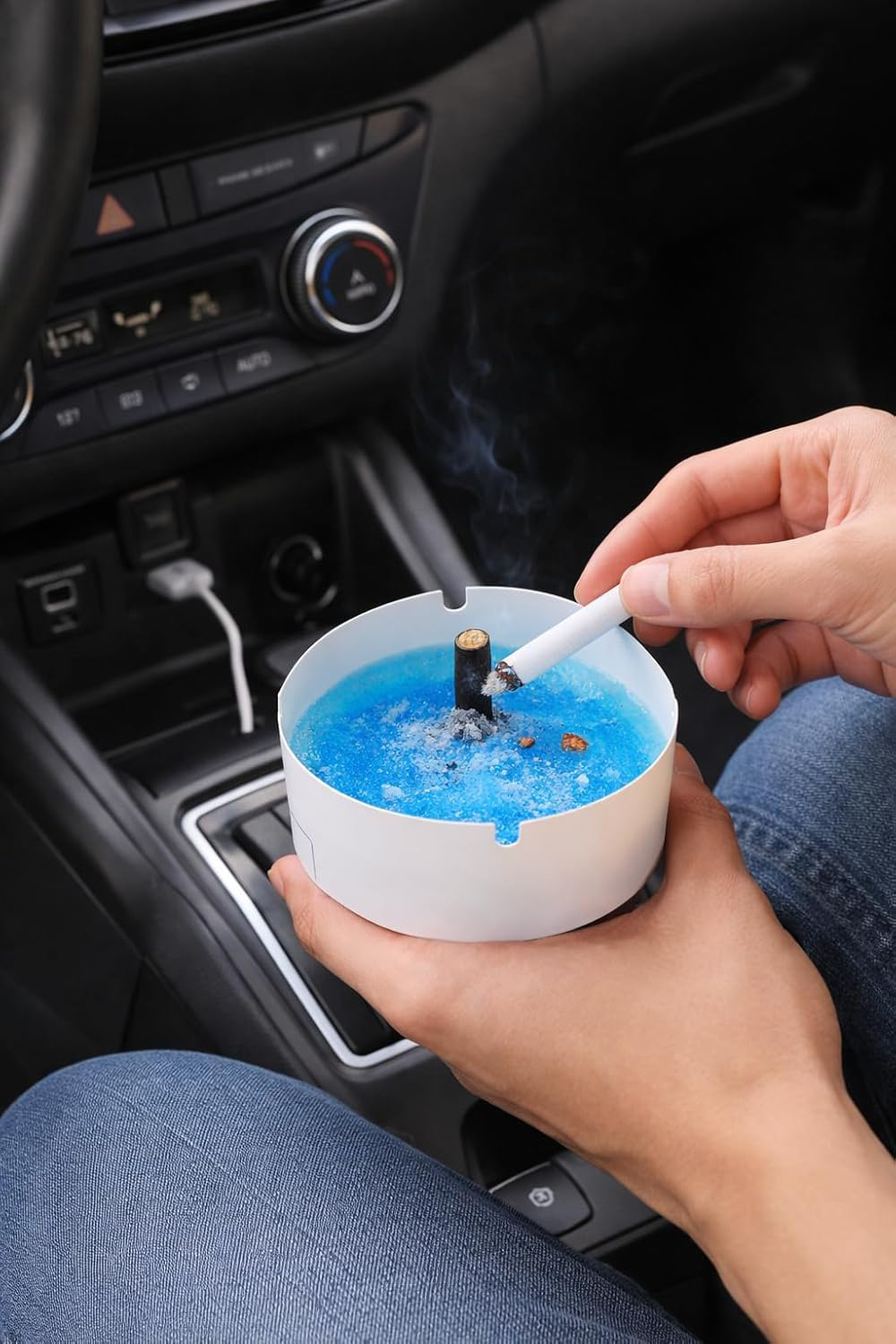 Disposable Ashtray 25-Pack, Portable & Eco-Friendly Paper Ashtrays with Deodorizing Smokeless Gel, for Indoor Outdoor Use, Travel, Car Cup Holder, Parties and Camping