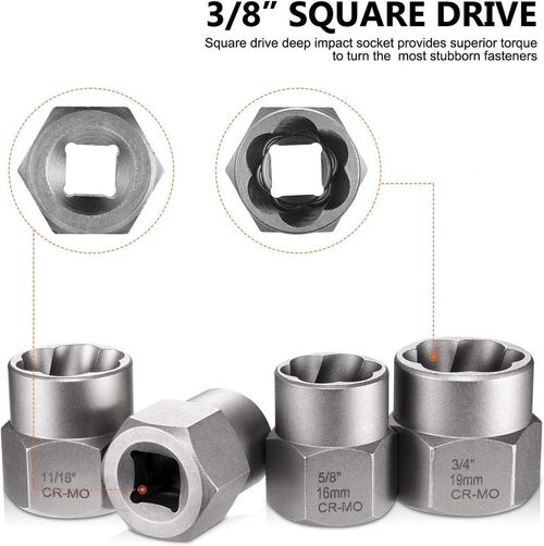14 Pieces Impact Bolt & Nut Remover Set