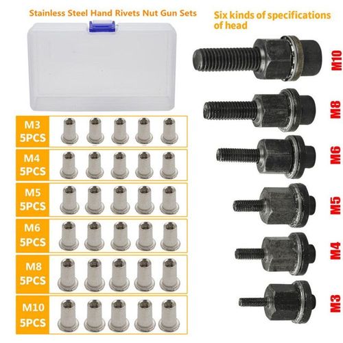 Flat Head Threaded Insert Nut Rivet Nuts Set