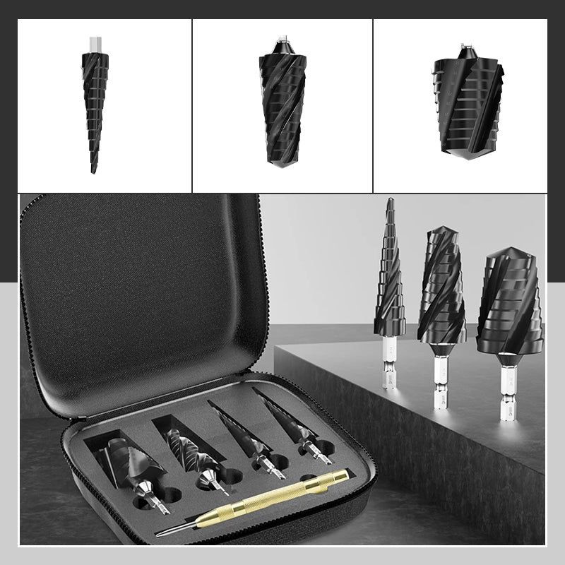 ✨🏆50% discount🏆High Hardness Spiral Flute Step Drill Bit Set