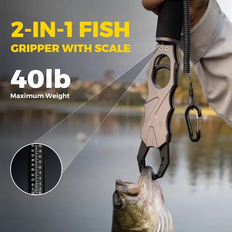 🔥HOT SALE 49% OFF✨🎣 2-in-1 Fish Gripper with Scale – Your Ultimate Fishing Sidekick