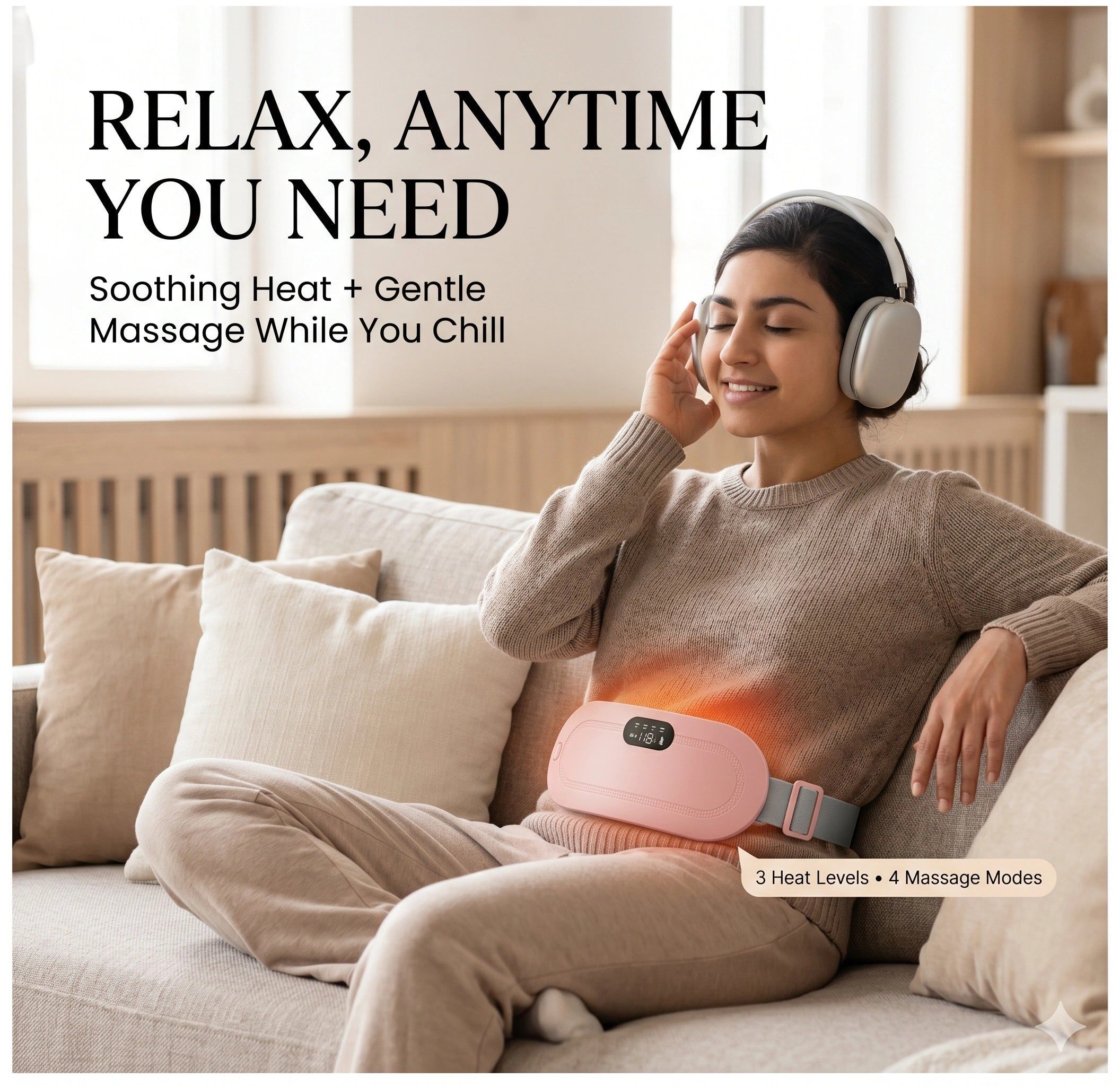 Smart Heating Belt | Heat + Massage Therapy | Period Pain Relief