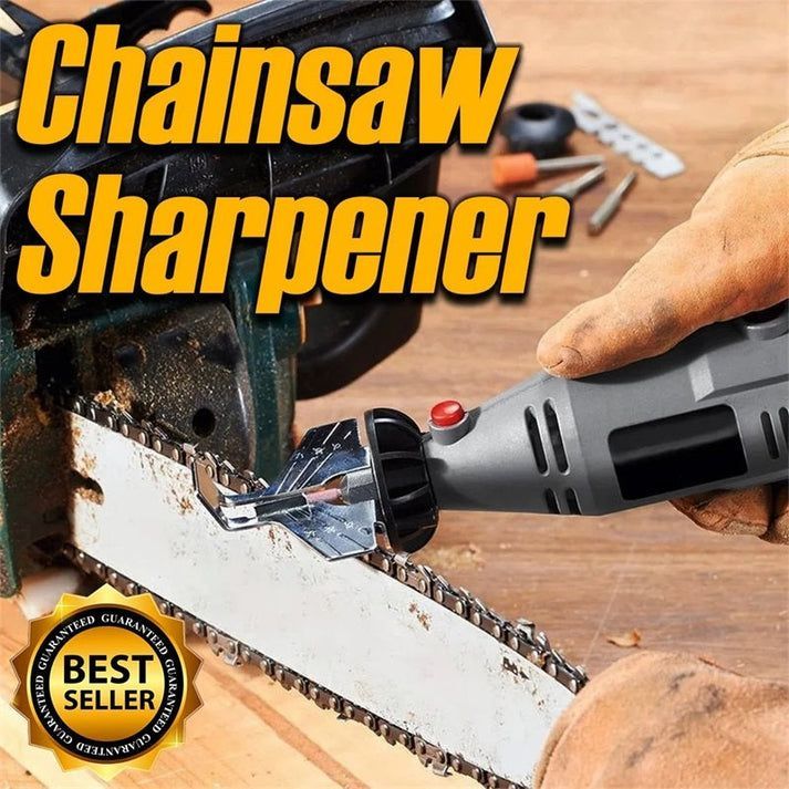 Angle grinder sharpener for chainsaw