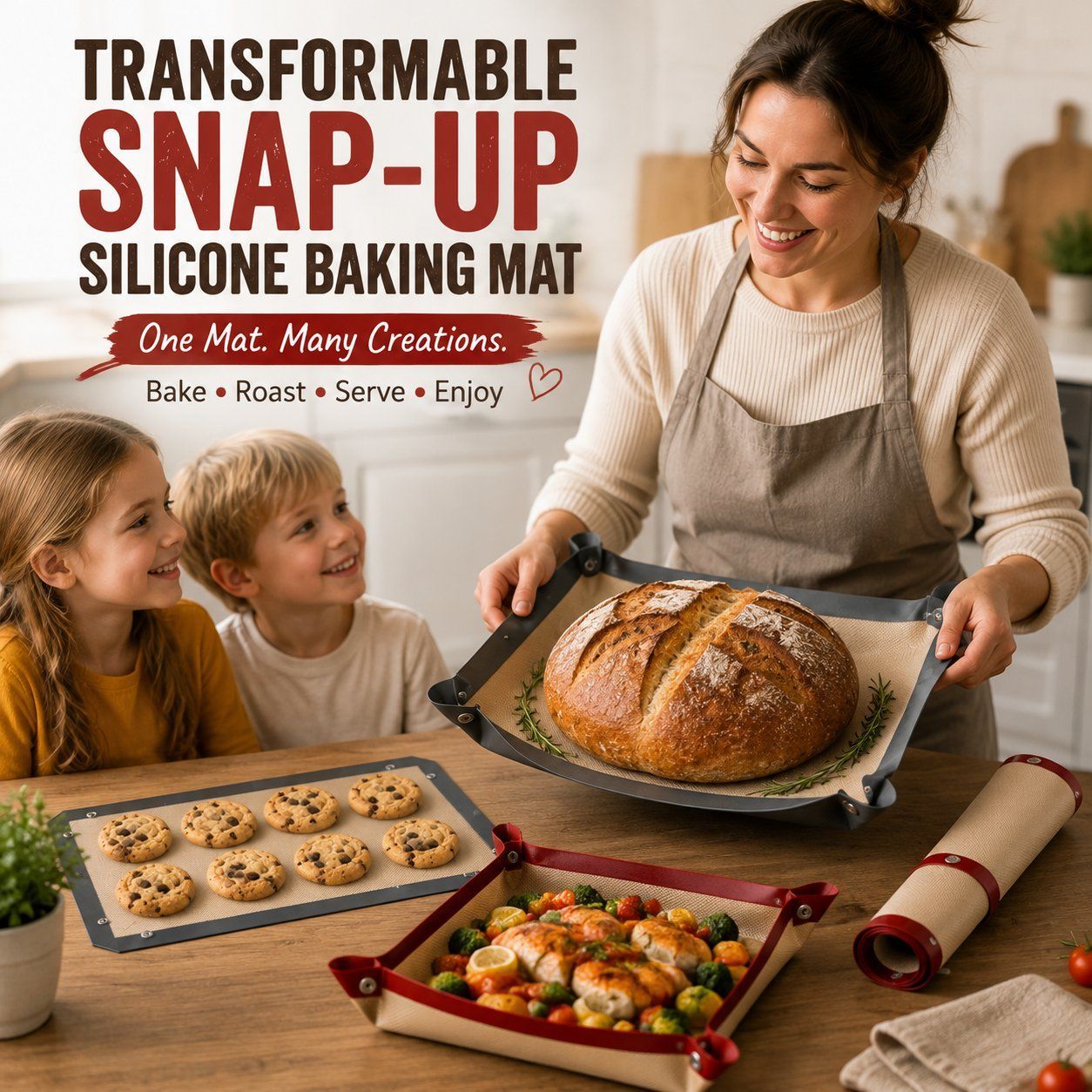 🍕🔥 Modular Silicone Baking Mat – Switch from a baking mat to a baking basket in seconds! ✨