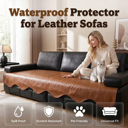 Non-slip faux leather sofa cover