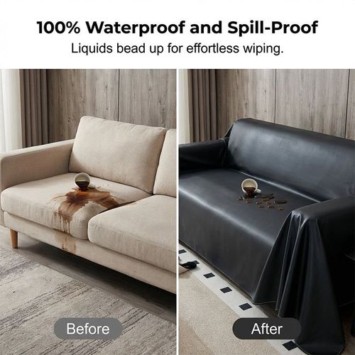 Non-slip faux leather sofa cover