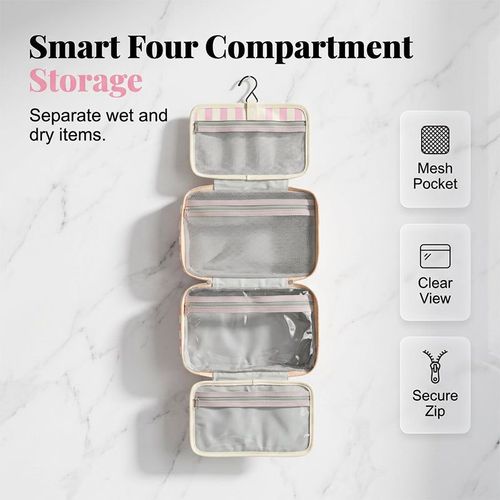Striped Hanging Travel Toiletry Bag