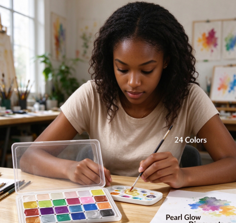 💖BIG DISCOUNT!🎨 Buy Paint, Get 6 Paint Brushes FREE!Pearlescent Solid Watercolor Smudge Paint Pigment❣️