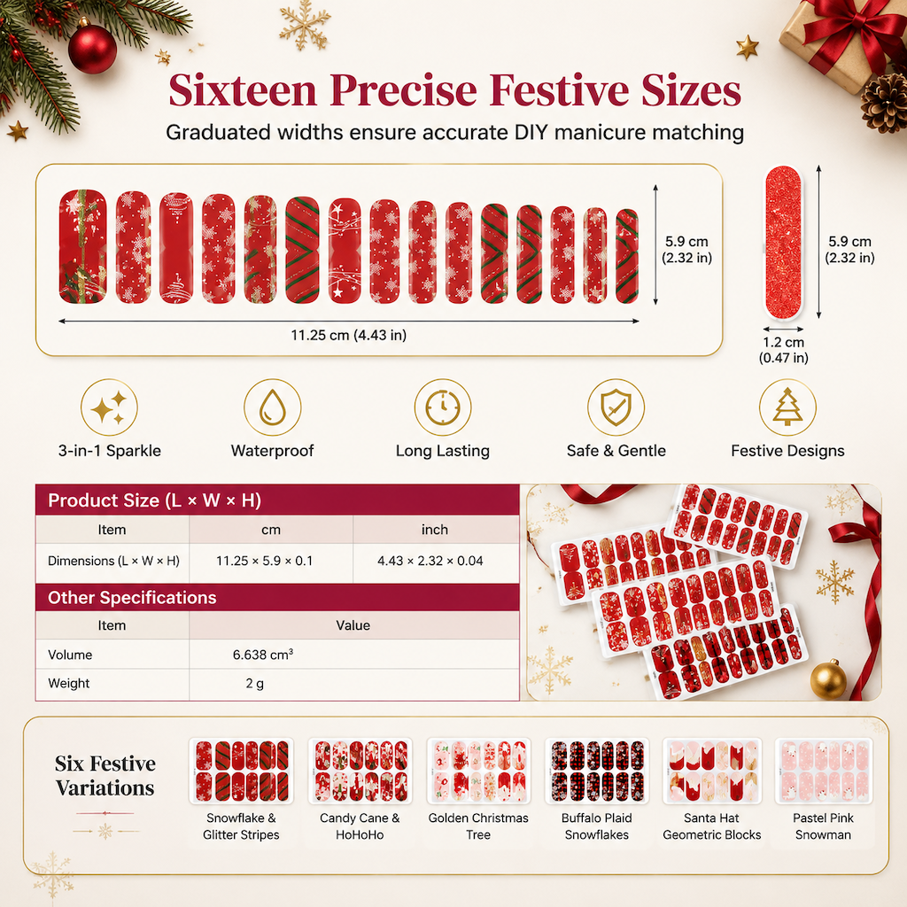 📢Buy one, get one free (random selection) !! ⏰ Christmas Glitter Nail Wraps – Waterproof, luminous & nail file included ✨
