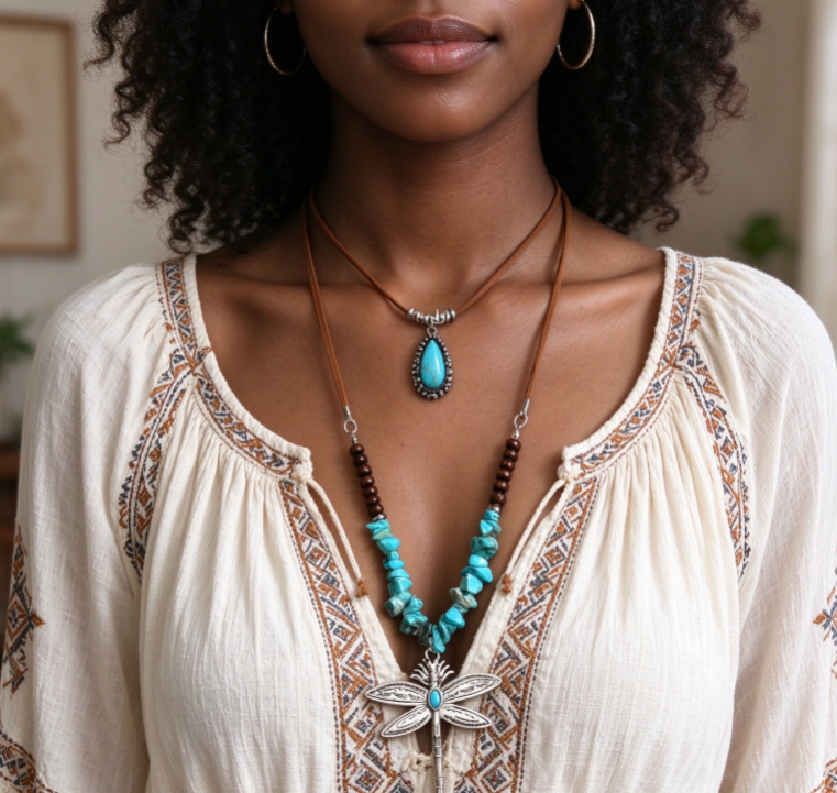 📢📢50% OFF !! HOT SALE!⏰Vintage Bohemian Style Suede Layering Necklace for Women