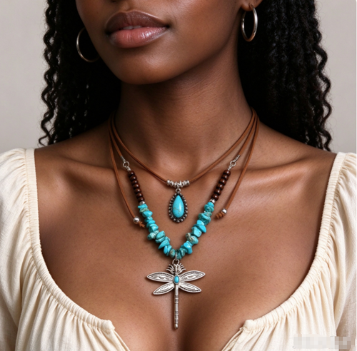 Vintage Bohemian Style Suede Layering Necklace