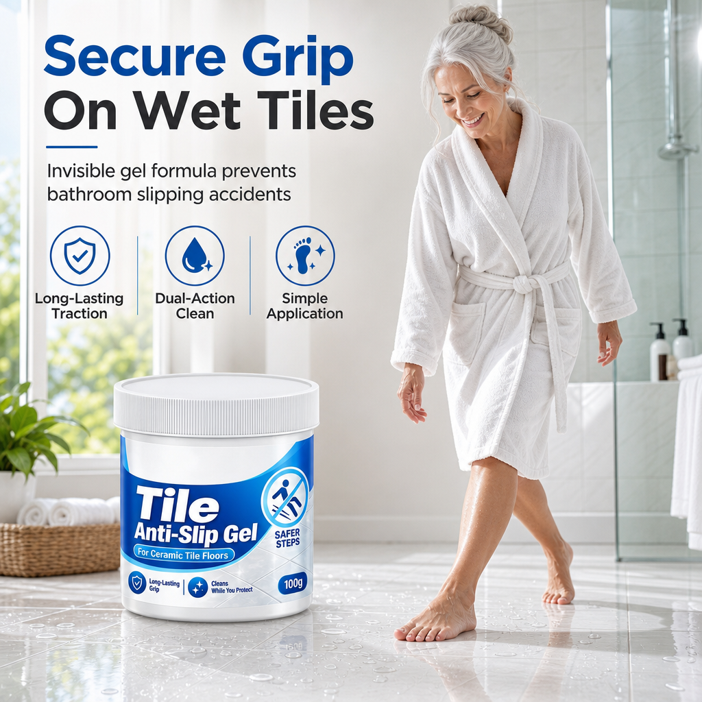 💥BUY 1 GET 2!!🛁 Tile Anti-Slip Gel: Micro-Friction Formula, Long-Lasting Grip, for Bathroom & Kitchen Floors