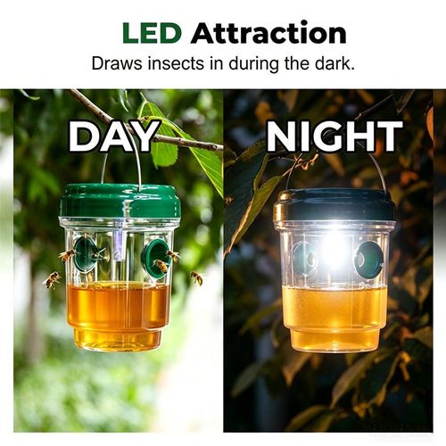 Solar-powered hanging wasp trap