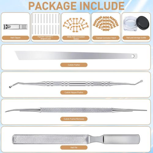 Professional Ingrown Toenail Set with Breathable Ingrown Toenail Strips, Curved Toenails Corrector Patch, Painless File and Lifter Pedicure Tools for Women Man Nail File Lifter Pedicure Tools