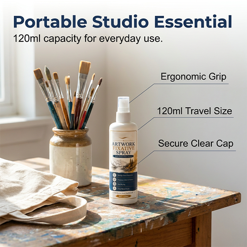Fast Drying Fixative Spray Protects Charcoal Pastels From