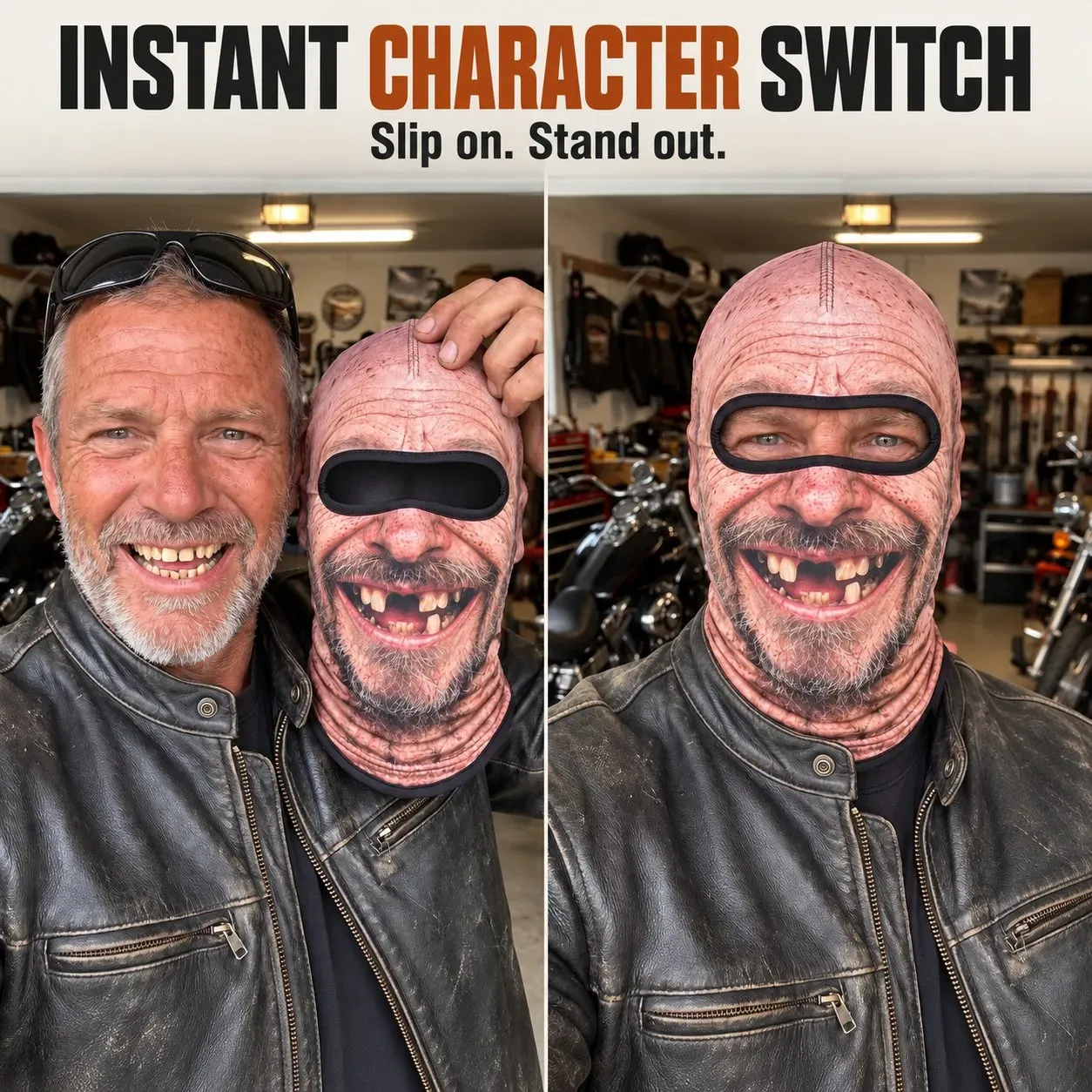 Instant Character-Switch 3D-Look Face Balaclava - The Wild Grin