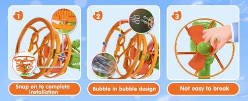 Dinosaur Bubble Machine Gun with Large Bubble Wand for Kids