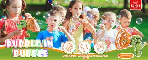 Dinosaur Bubble Machine Gun with Large Bubble Wand for Kids