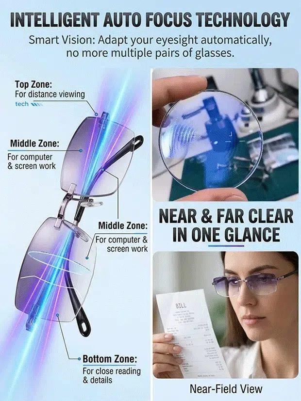 Smart Zoom Diamond-Cut Reading Glasses