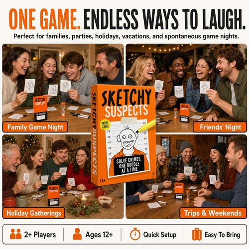 Sketchy SuspectsTM Police Sketch Party Game | Hilarious Draw