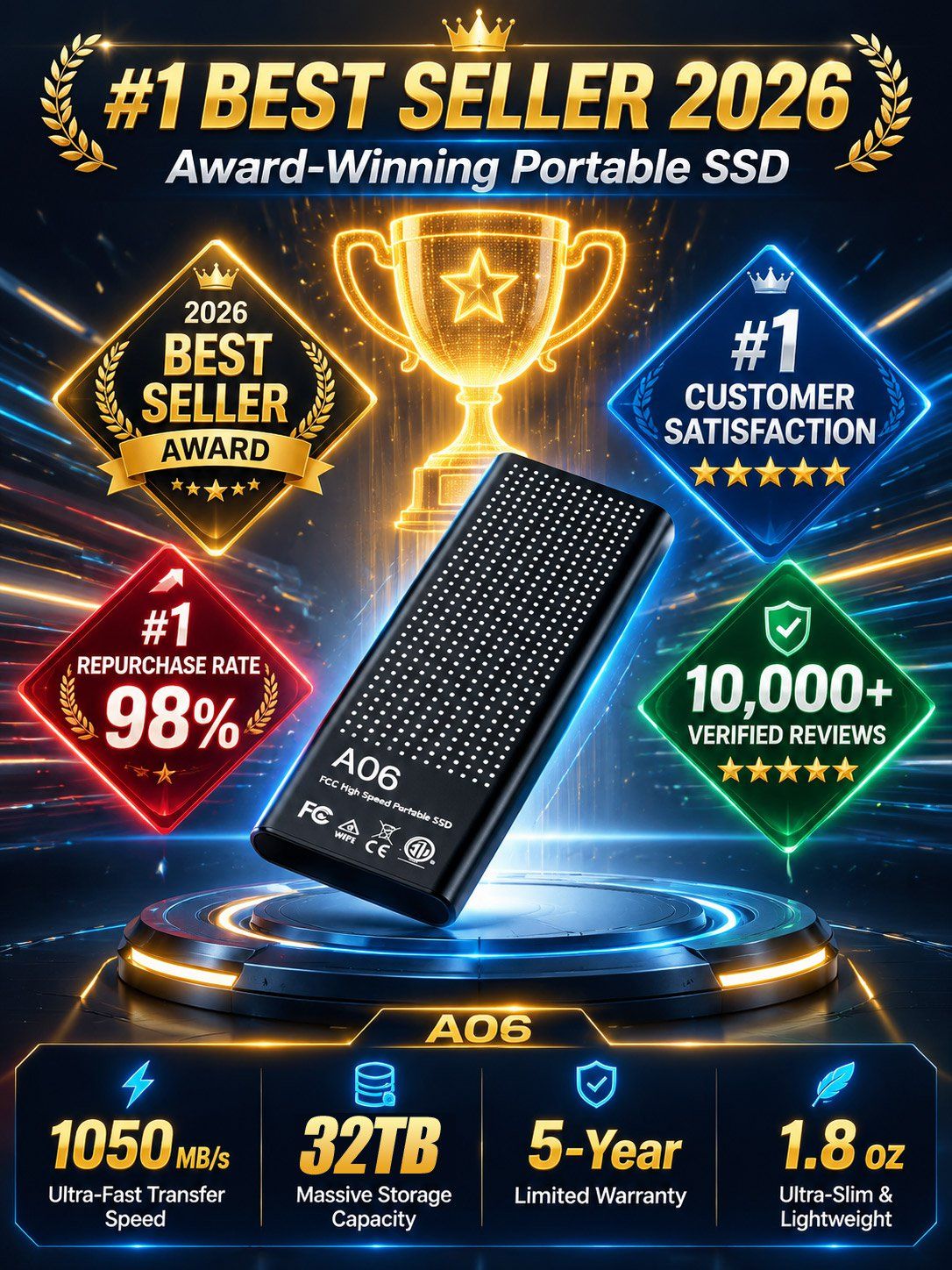 High-speed Portable Solid-state Drive 16TB SSD✨
