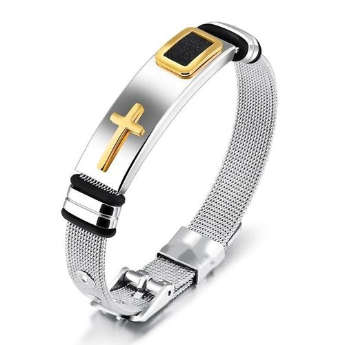 Men's Stainless Steel Cross Bracelet