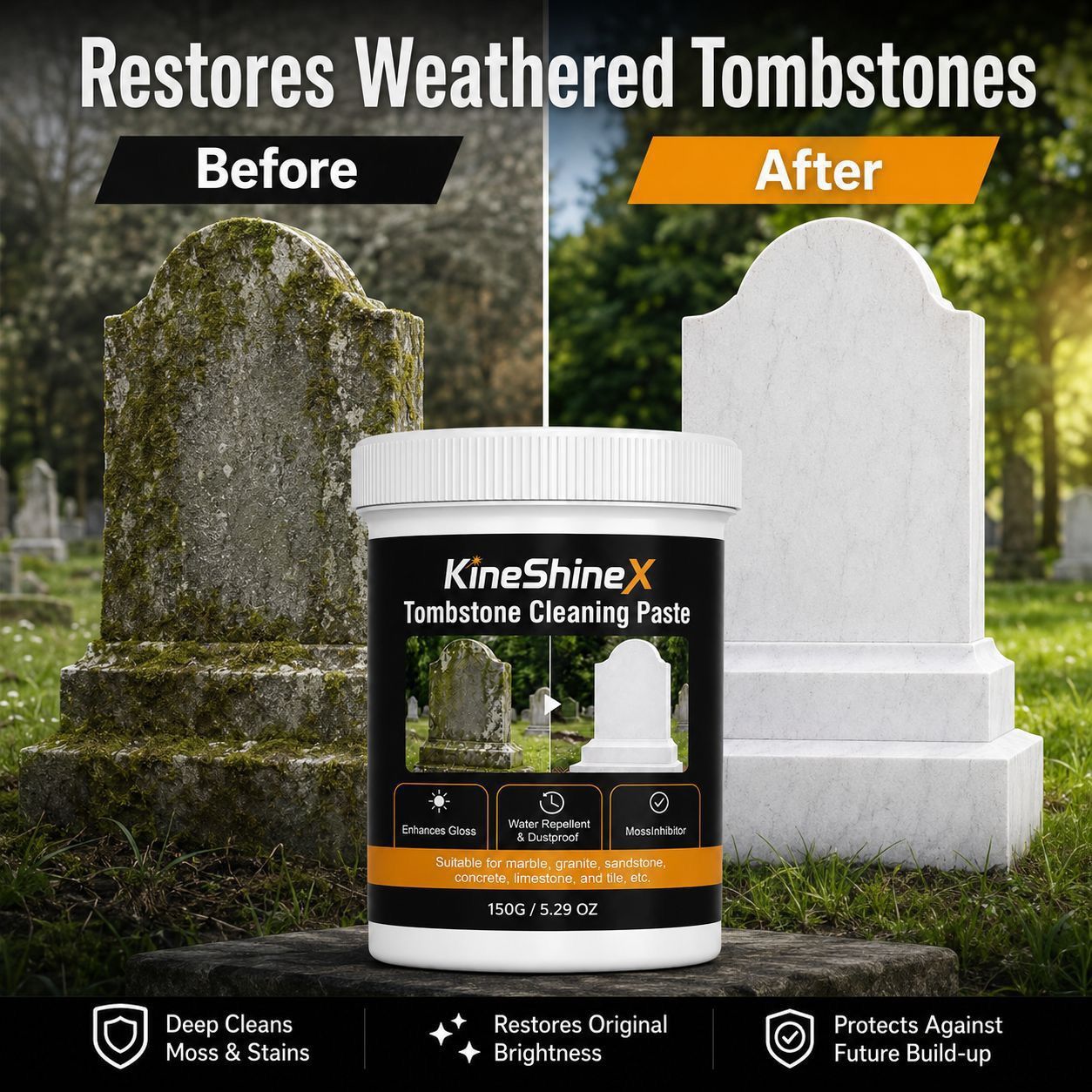 😀Cheap  NOW!✨Tombstone Cleaning Paste | Stone Polish & Moss Inhibitor
