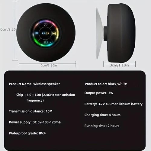 USB Rechargeable Waterproof Speaker with LED Light