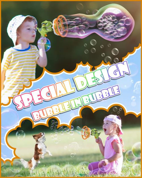 Dinosaur Bubble Machine Gun with Large Bubble Wand for Kids