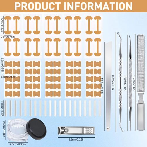 Professional Ingrown Toenail Set with Breathable Ingrown Toenail Strips, Curved Toenails Corrector Patch, Painless File and Lifter Pedicure Tools for Women Man Nail File Lifter Pedicure Tools