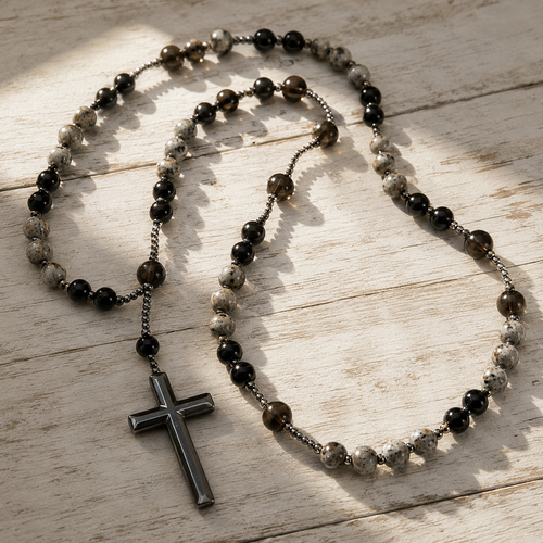 Obsidian  Rosary Necklace