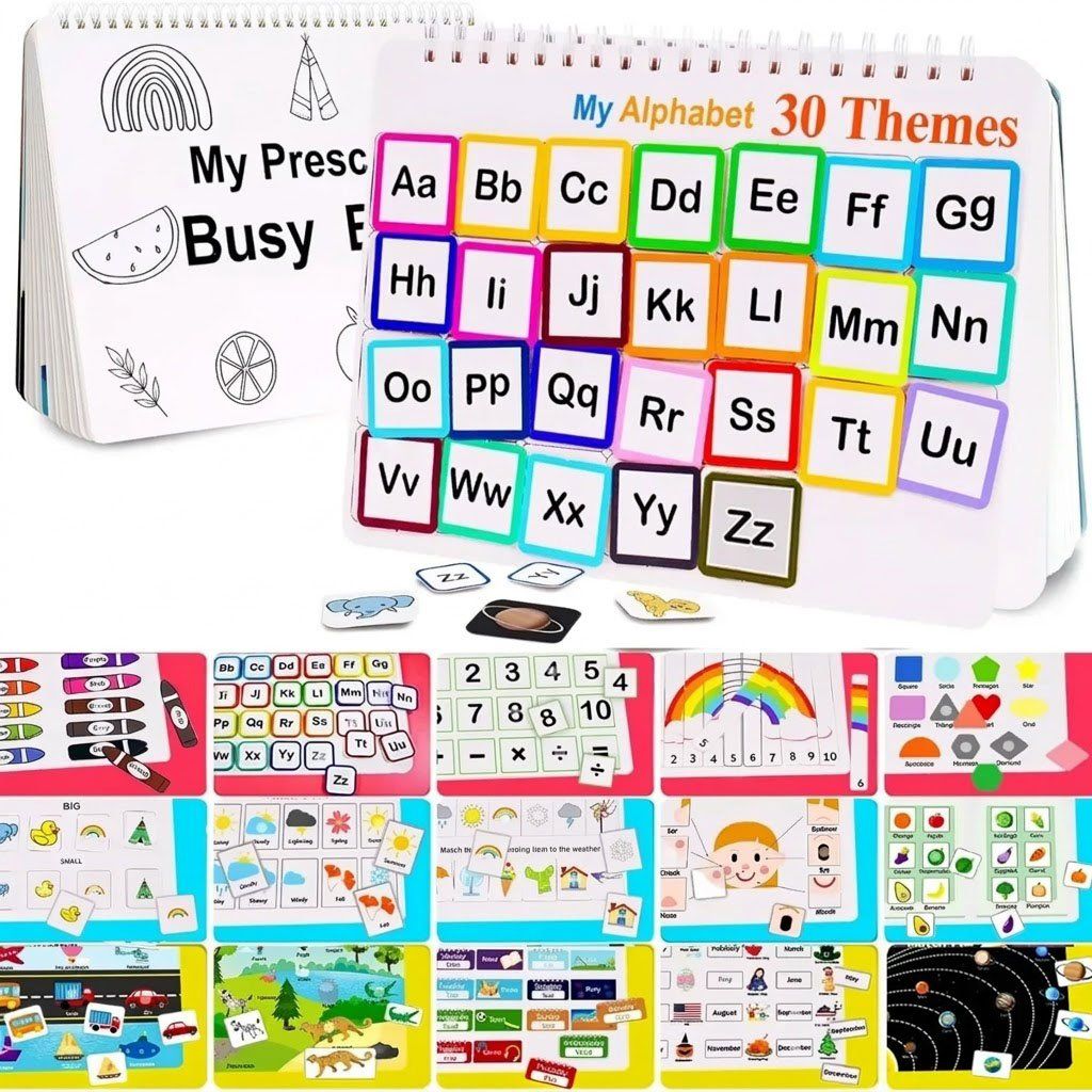 My Preschool Busy Book(12 Different Themes Pages)📚 Best Gift for kids🎁