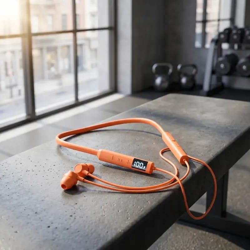 🎧 Upgraded Orange Neckband Wireless Headphones
