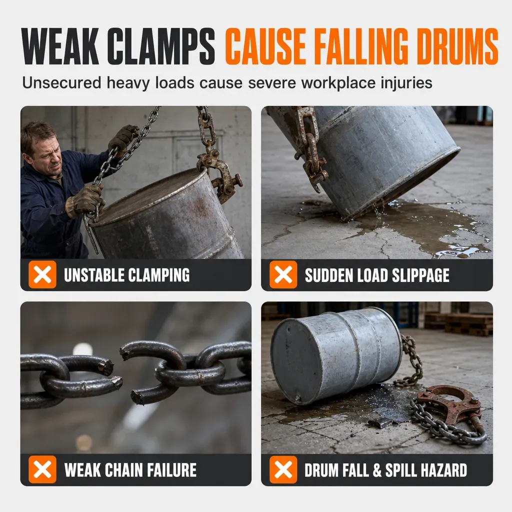 ⏳Time-Limited Special⏰Heavy Duty Oil Drum Lifting Clamp Forklift and Crane Drum Lifter for Steel Metal Drums Die Forged…
