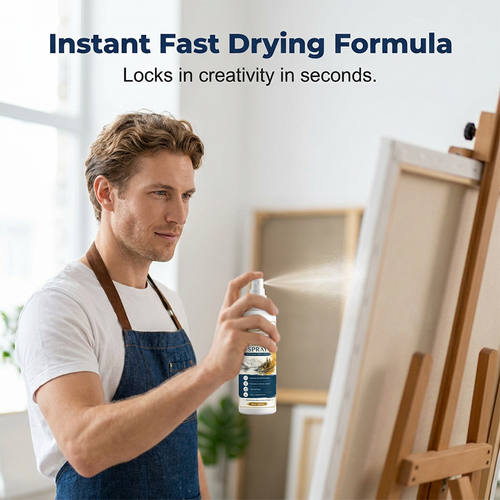 Fast Drying Fixative Spray Protects Charcoal Pastels From