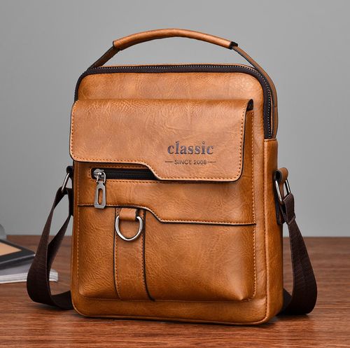 💼Men Retro PU Leather Crossbody Bag | Adjustable Strap for Work & Travel