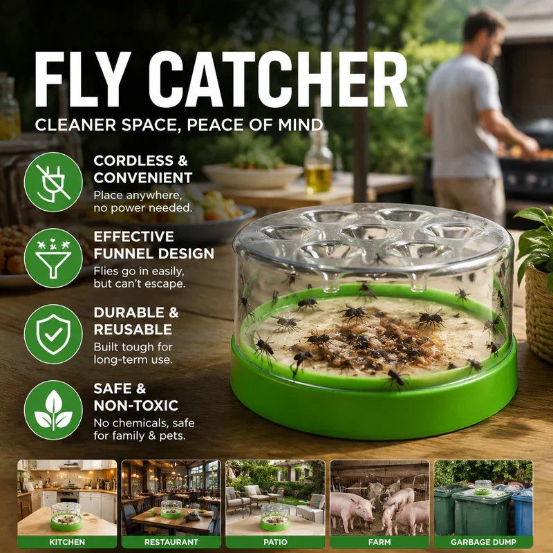 🎁💥LAST DAY SPECIAL PRICE!- 🌿Reusable Non-Electric Fly Trap—no electricity, no poison! 🏠 Safe to use in the kitchen and around children and pets.